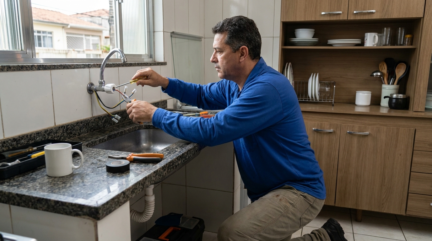 Reparo em Torneira Elétrica no Núcleo Eldorado, Bauru‑SP
